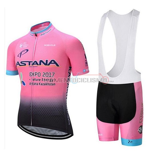 Abbigliamento Ciclismo Astana Manica Corta 2018 Chiaro Rosa